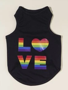 PETSIN 1入組LGBT字母圖案印花寵物背心 - 彩色 - 查看 2
