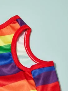 PETSIN 1pc Rainbow Striped Print Pet Tank