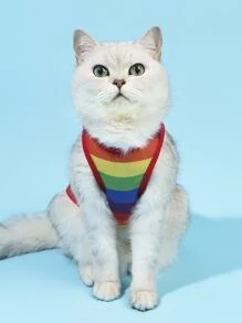 PETSIN 1pc Rainbow Striped Print Pet Tank
