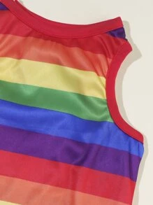 PETSIN 1pc Rainbow Striped Print Pet Tank