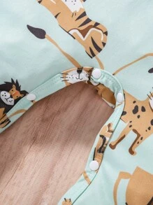 Bebé Jumpsuit de rayas & con estampado de dibujos animados 2 en 1 - Multicolor - Ver 3