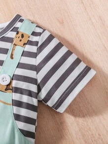 Bebé Jumpsuit de rayas & con estampado de dibujos animados 2 en 1 - Multicolor - Ver 4