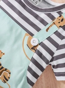 Bebé Jumpsuit de rayas & con estampado de dibujos animados 2 en 1 - Multicolor - Ver 5