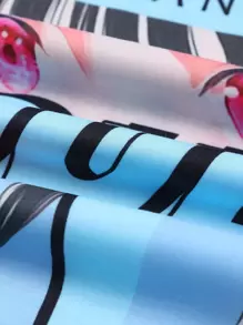 Manfinity EMRG Men Japanese Letter And Figure Graphic Tee - Baby Blue - View 3