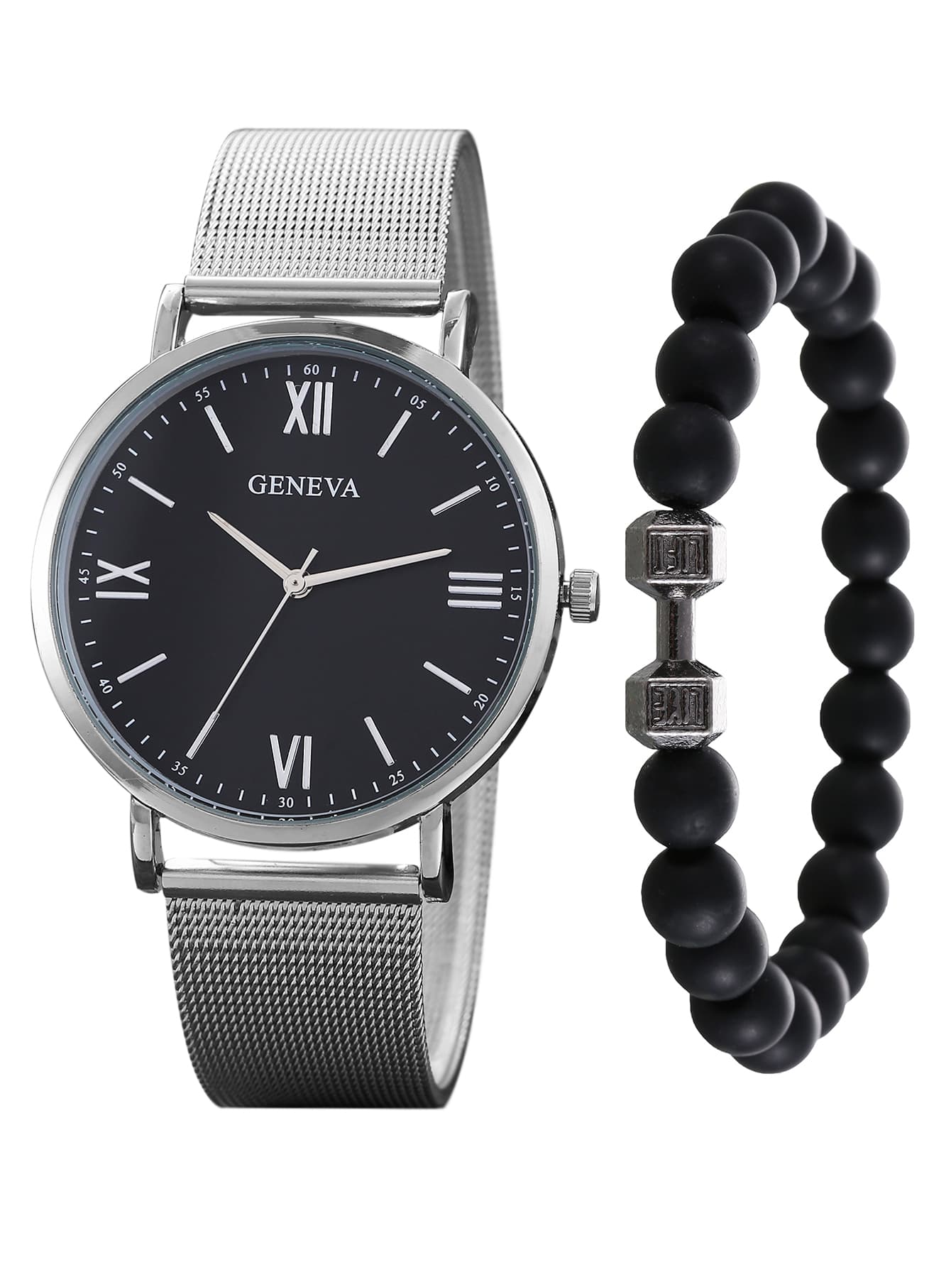 1pc heren minimalistisch ronde pointer quartz horloge \u0026 1pc armband | SHEIN  Nederland