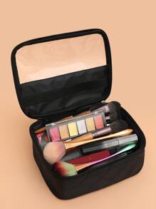 Túi mỹ phẩm hình vuông trong suốt - màu đen - Xem 2