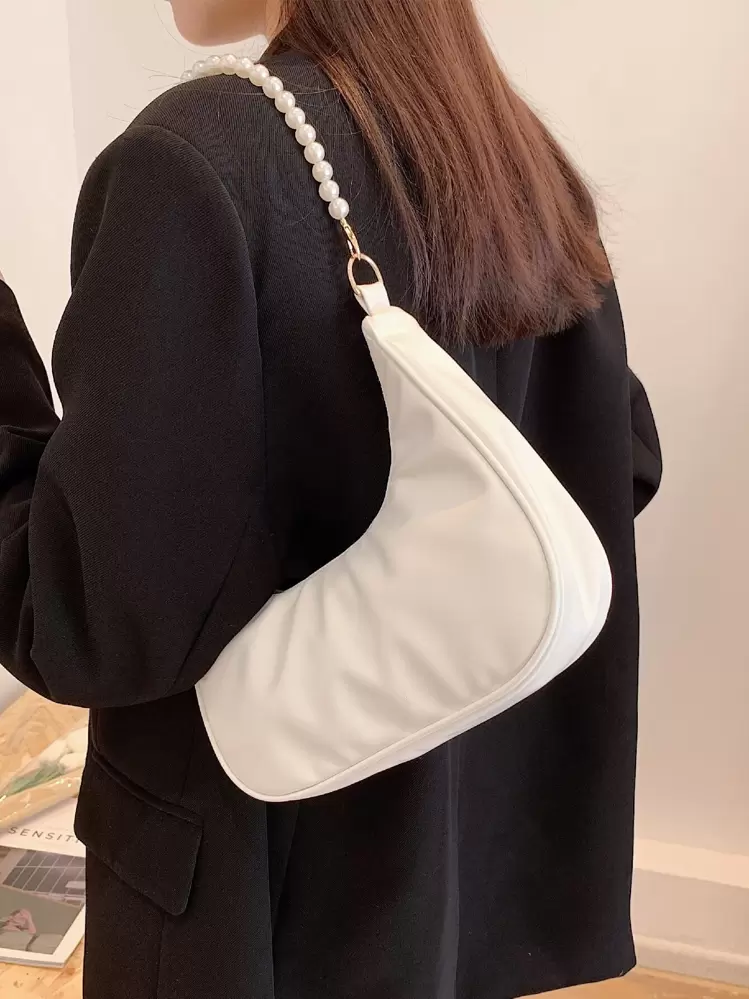 Pearl Crescent Underarm Shoulder Bag, Fashion Underarm Shoulder