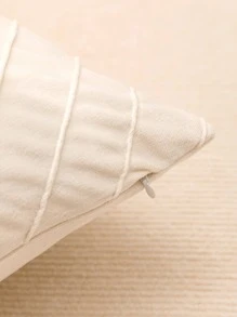 Metallic Pintuck Cushion Cover Without Filler, Simple Fabric Decorative Square Cushion Cover For Bed, Sofa - Beige - View 4