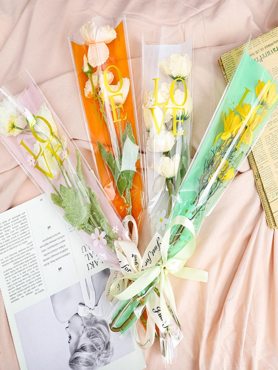 50pcs Plastic Flower Wrapping Bag