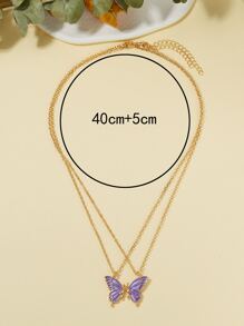 2入組蝴蝶吊墜項鍊 - 金黃色 - 查看 3