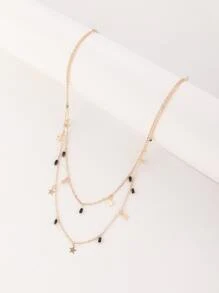 1pc Ramadan Star Crystal Pendant Multilayer Necklace, Fashionable Party Accessory For Women - Multicolor - View 3