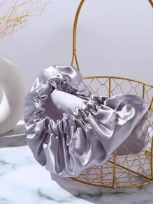 1pc Plain Satin Shower Cap Home Bathroom Decor - Grey - View 5