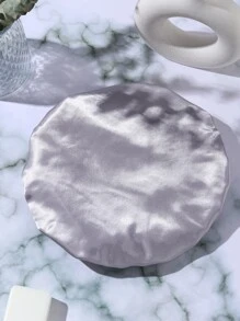 1pc Plain Satin Shower Cap Home Bathroom Decor - Grey - View 6