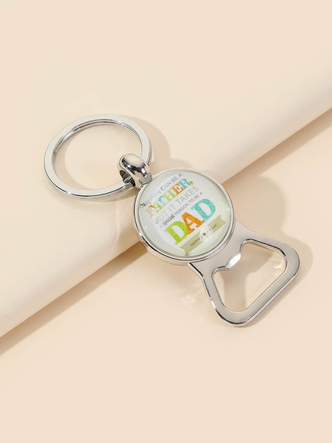 1入組男士標語細節開瓶器吊墜時尚鑰匙圈適用於父親節禮品 - 彩色 - 查看 1