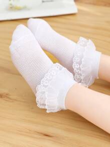 5雙小女童蕾絲邊中筒襪 - 彩色 - 查看 2