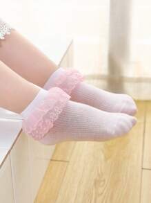 5雙小女童蕾絲邊中筒襪 - 彩色 - 查看 4