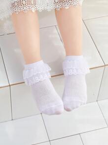 5雙小女童蕾絲邊中筒襪 - 彩色 - 查看 5