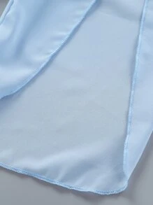 SHEIN 小女童前蝴蝶結網眼刺繡吊帶上衣和鬱金香下擺長褲 - 淺藍色 - 查看 4