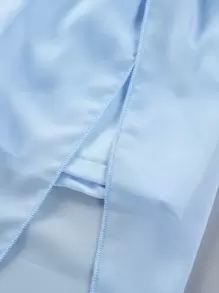 SHEIN 小女童前蝴蝶結網眼刺繡吊帶上衣和鬱金香下擺長褲 - 淺藍色 - 查看 5