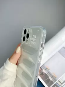 Apple Letter Graphic Clear Puffer Phone Case Compatible With IPhone 11,IPhone 13,IPhone 14 Pro Max Waterproof Shockproof Anti-Fall Scratch Resistant - Multicolor - View 4