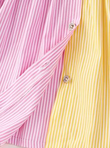 SHEIN Toddler Girls Colorblock Striped Dress Shirt Dress - Multicolor - View 5