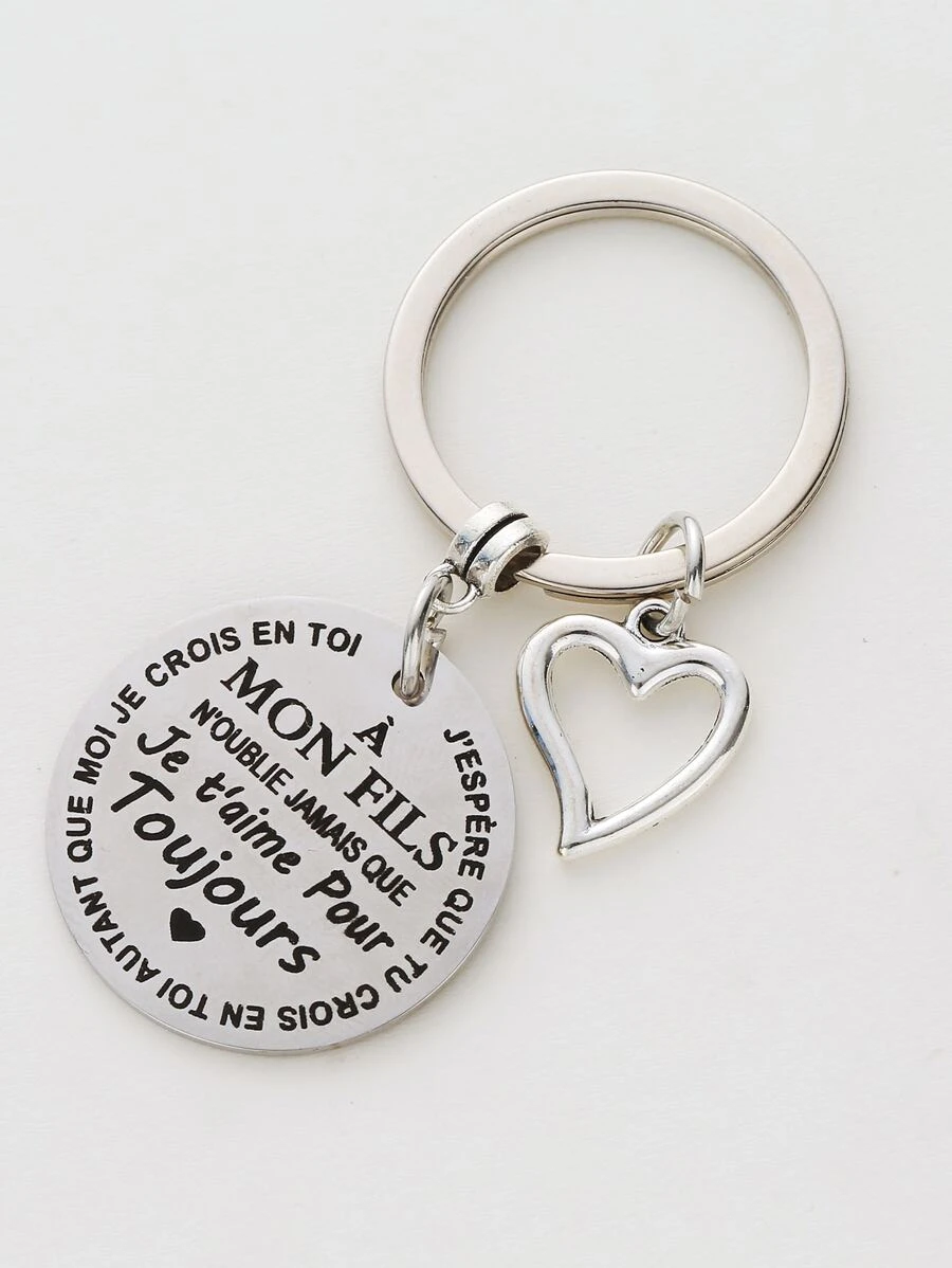 Street French To My Son Daughter I Love You Forever Inspirational Keychain, Best Idea For Son Daughter Stocking Stuff S Valentine's Day Car Accessories Bag Charm Backpack For School Letter Cute Goth Y2k Halloween Accessories Teachers Day Christmas Gift Ideas Bag Accessories Lanyards With Id Holder Car Accessories Bag Charms Car Accessories Friend Sister - Silver - View 1