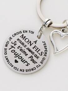 Street French To My Son Daughter I Love You Forever Inspirational Keychain, Best Idea For Son Daughter Stocking Stuff S Valentine's Day Car Accessories Bag Charm Backpack For School Letter Cute Goth Y2k Halloween Accessories Teachers Day Christmas Gift Ideas Bag Accessories Lanyards With Id Holder Car Accessories Bag Charms Car Accessories Friend Sister - Silver - View 3