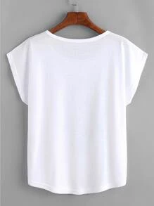 Mulvari Plus Heart & Figure Graphic Dolman Sleeve Tee - White - View 2