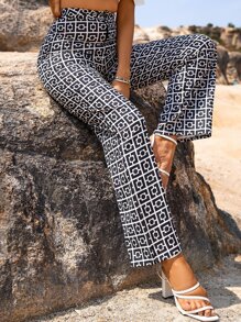 GENKIRA Pantalones rectos con estampado - Blanco y Negro - Ver 5