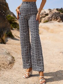 GENKIRA Pantalones rectos con estampado - Blanco y Negro - Ver 6