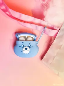 SHEIN X Care Bears Funda de silicona con estampado de dibujos animados complatible con Airpods - Azul - Ver 4