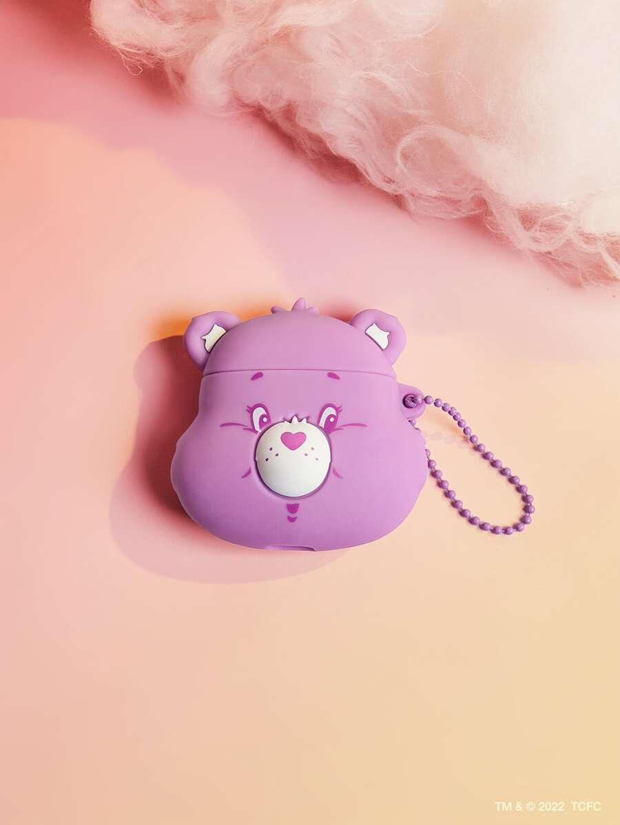 SHEIN X Care Bears 卡通圖案矽膠套適用於Airpods - 紫色 - 查看 1
