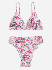 Random Floral Print Bikini - Multicolor - View 1