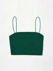 SHEIN Unity 素色緊身吊帶短版上衣 - 墨綠色 - 查看 2