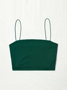 SHEIN Unity 素色緊身吊帶短版上衣 - 墨綠色 - 查看 3