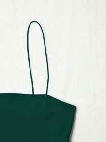 SHEIN Unity 素色緊身吊帶短版上衣 - 墨綠色 - 查看 4