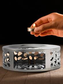 1set Stainless Steel Alcohol Stove, Simple Hollow Out Design Tea Stove For Household