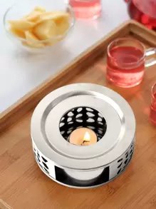 1set Stainless Steel Alcohol Stove, Simple Hollow Out Design Tea Stove For Household