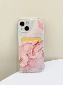 Funda de teléfono con ranura para tarjetas, con patrón de mármol rosa manzana, compatible con iPhone 15/15Plus/15Pro/15Promax - Multicolor - Ver 3