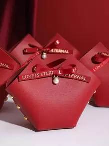 1入組蝴蝶結裝飾禮品包裝盒 - 紅色 - 查看 1