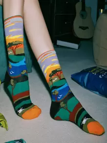 ROMWE Street Life Calcetines de tripulación con estampado - Multicolor - Ver 1