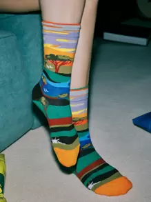 ROMWE Street Life Calcetines de tripulación con estampado - Multicolor - Ver 3