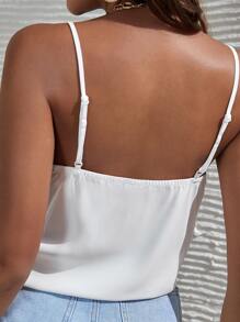 SHEIN Frenchy 蕾絲邊吊帶上衣 - 白色 - 查看 5