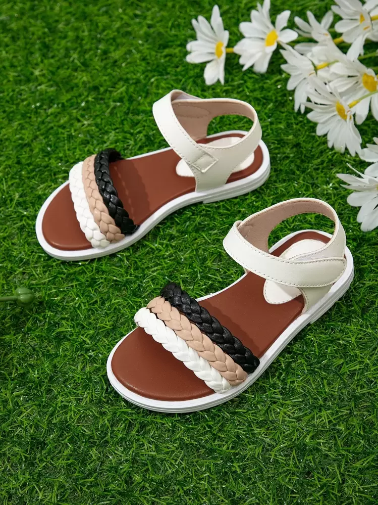 Girls Braided Detail Ankle Strap Sandals - Multicolor - View 1