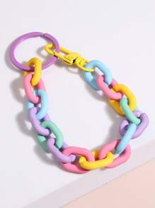 Color Block Chain Charm Keychain Car Accessories Bag Charm School Cute Goth Y2k - Purple - View 1