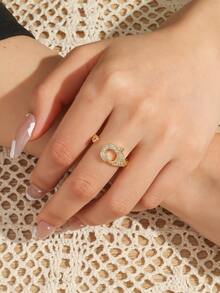 Anillo con diseño de diamante de imitación langosta corchete con diseño - Amarillo Oro - Ver 2