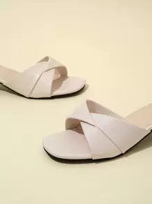 女士粗跟露趾一脚蹬穆勒鞋，夏季时尚拖鞋