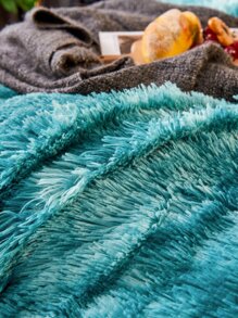 1入組紮染毛茸茸毯子 - 綠色 - 查看 3