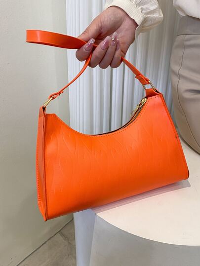 Neon Orange Heart Embossed Bag