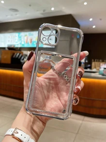 Contrast Frame Clear Card Slot Phone Case - Silver - View 2